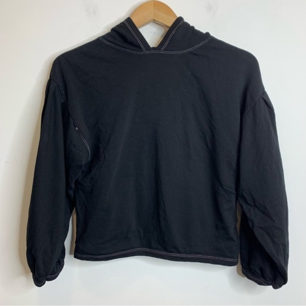 Zara Contrast Stitching Black Hoodie Sweater